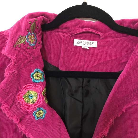 Vintage DB SPORT Frayed Embroidered Floral Jacket Small - Picture 5 of 7